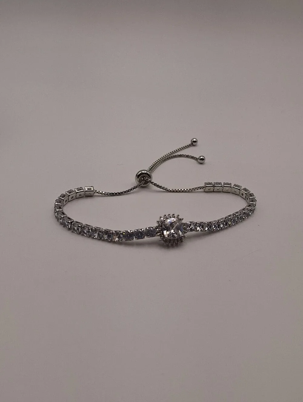 Swarovski NWT Clear Crystal Halo Tennis Bolo Slider Bracelet